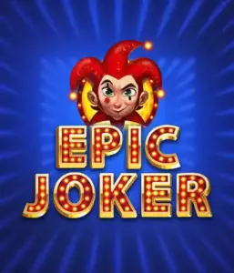 Experience the colorful world of the Epic Joker game by Relax Gaming, showcasing a cheerful joker with a bright red hairstyle set against a sparkling blue background. This graphic depicts the fun and excitement of classic slots, perfect for players who enjoy a nostalgic touch, providing a delightful gaming experience.