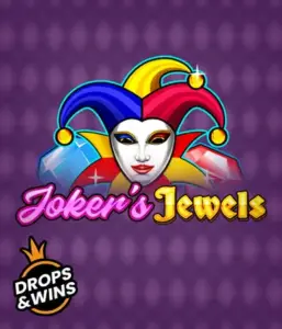 Discover the vibrant world of the Joker's Jewels game by Pragmatic Play, highlighting a captivating joker's mask decorated with a multicolored jester hat. This graphic captures the joyful spirit of classic slots, set against a lavender background. Great for casino game enthusiasts, delivering a entertaining gaming experience. 